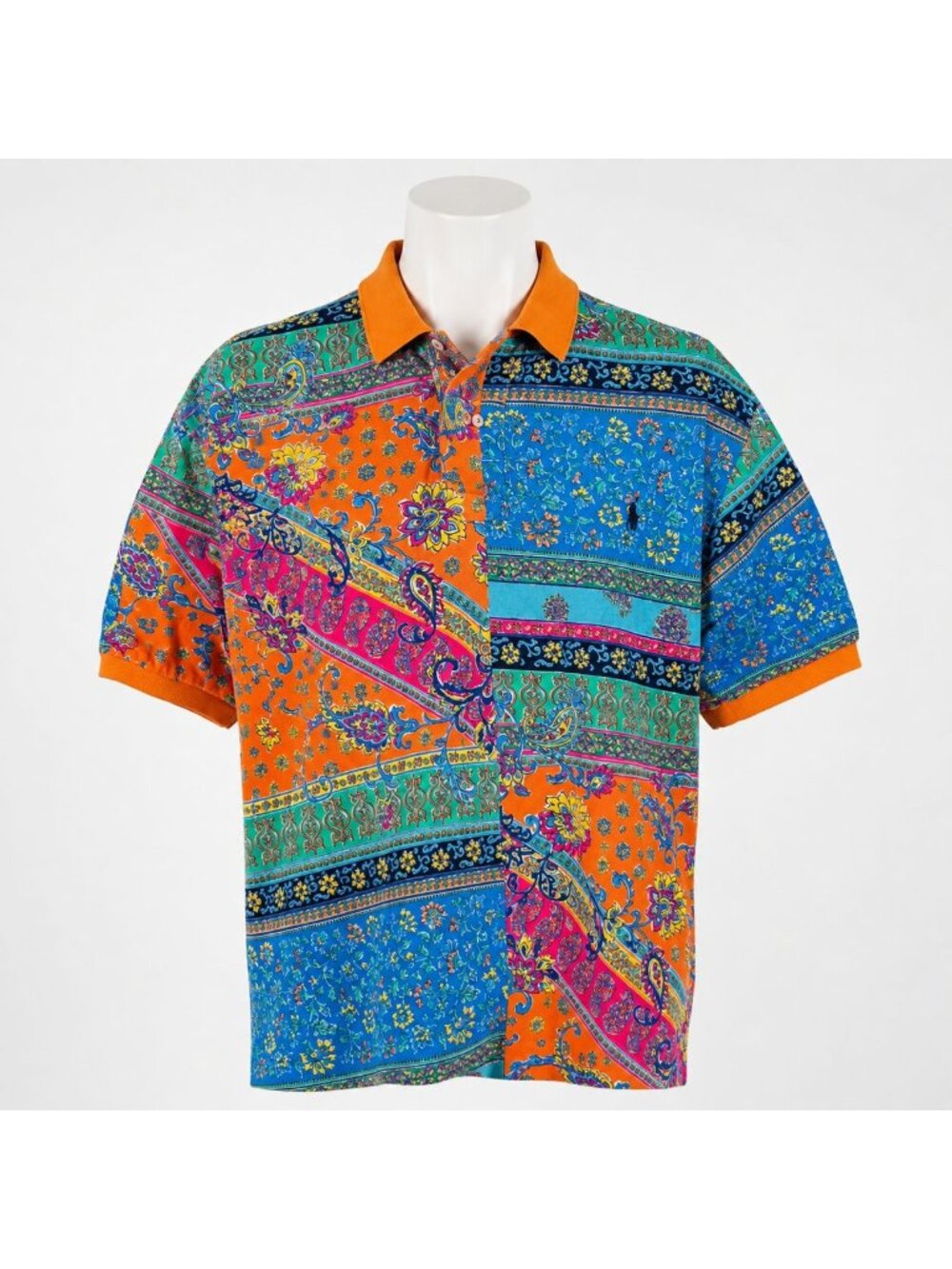 Polo Ralph Lauren Mens Provencal Medallion Patchwork Mesh Polo Shirt 3XLT Tall